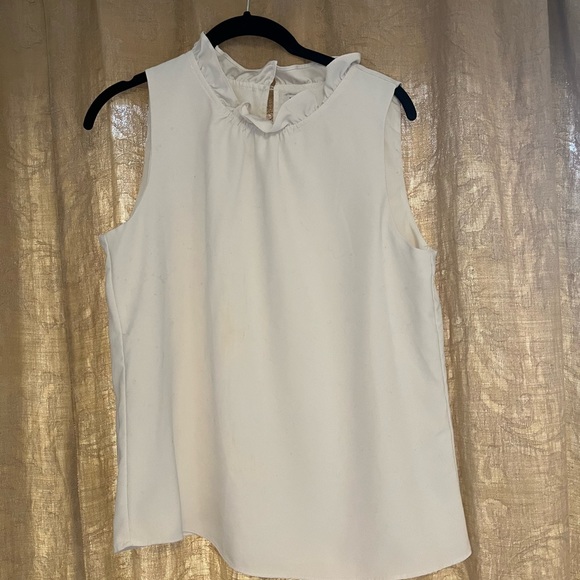 J Crew Ruffle Neck ivory blouse - Picture 1 of 3